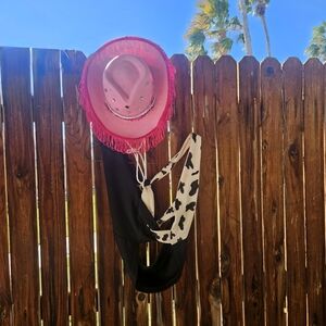 Cowgirl Print Color Block Black Cream Crossover  Crop Top Peekaboo Stretchy XL